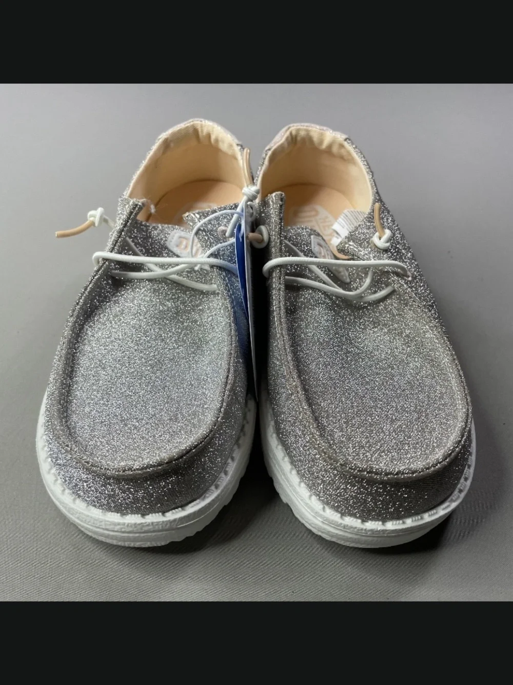 NEW Hey Dude Shoes Womens 6 rose pink gold sparkle Wendy slip on beach casual